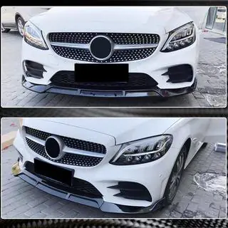 Накладка на Передний Бампер Lip (для AMG-Line, Карбон) фото 3
