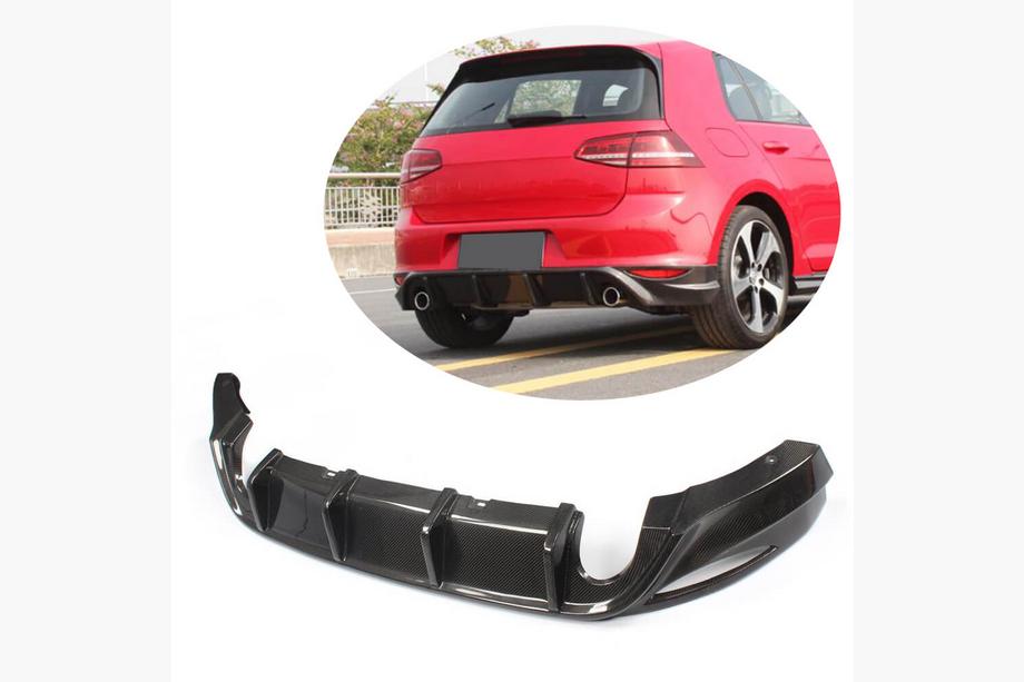 Volkswagen Golf 7/E-Golf 2012-2020 гг. Диффузор заднего бампера V1 (для Base/GTI HB 2012-2017, Карбон) Image
