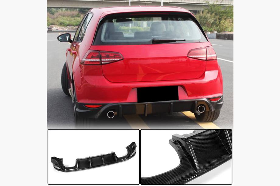 Volkswagen Golf 7/E-Golf 2012-2020 гг. Диффузор заднего бампера V2 (для Base/GTI HB 2012-2017, Карбон) Image