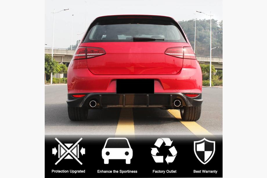Volkswagen Golf 7/E-Golf 2012-2020 гг. Диффузор заднего бампера V2 (для Base/GTI HB 2012-2017, Карбон) Фото 2
