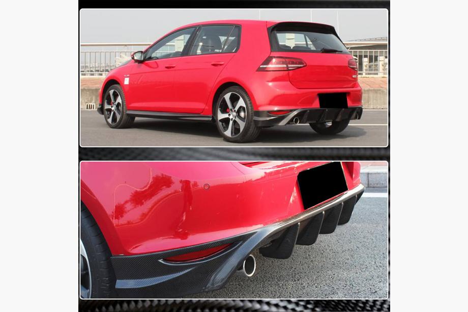 Volkswagen Golf 7/E-Golf 2012-2020 гг. Диффузор заднего бампера V2 (для Base/GTI HB 2012-2017, Карбон) Фото 3