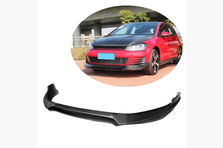 Volkswagen Golf 7/E-Golf 2012-2020 гг. Передний лип-спойлер V1 на бампер (для GTI HB 2012-2017, Карбон) Фото 1