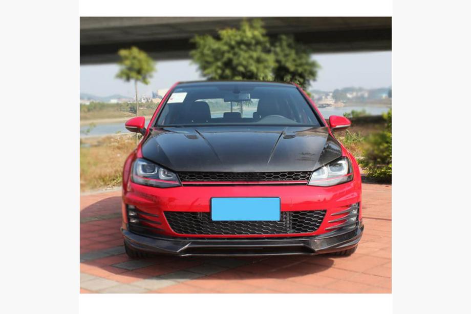 Volkswagen Golf 7/E-Golf 2012-2020 гг. Передний лип-спойлер V1 на бампер (для GTI HB 2012-2017, Карбон) Фото 2