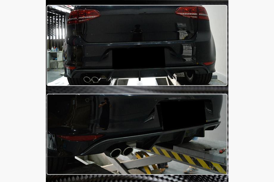 Volkswagen Golf 7/E-Golf 2012-2020 гг. Диффузор заднего бампера (для R/R-Line HB 2012-2017, Карбон) Фото 3