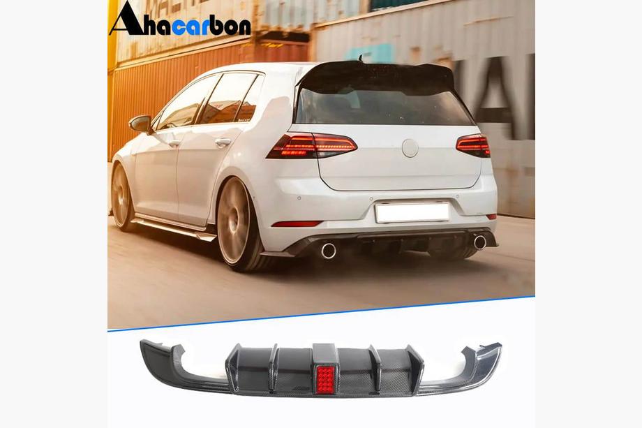 Volkswagen Golf 7/E-Golf 2012-2020 гг. Диффузор заднего бампера (для R-Line HB 2017-2020, Карбон) Image