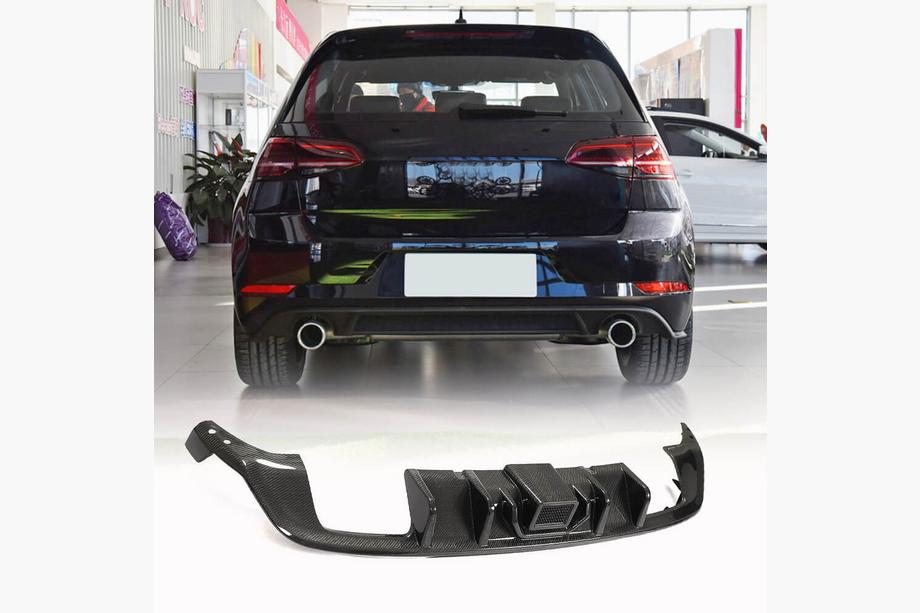 Volkswagen Golf 7/E-Golf 2012-2020 гг. Диффузор заднего бампера (Base/R/GTI HB 2017-2020, Карбон) Image