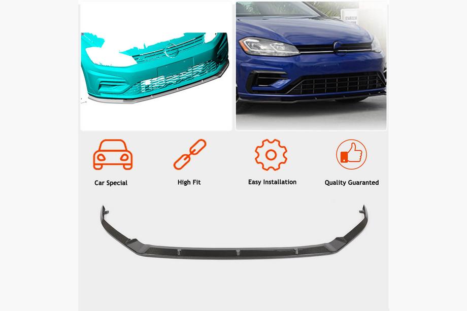 Volkswagen Golf 7/E-Golf 2012-2020 гг. Передняя губа бампера Lip V1 для R/R-Line 2017-2020 Карбон Фото 2