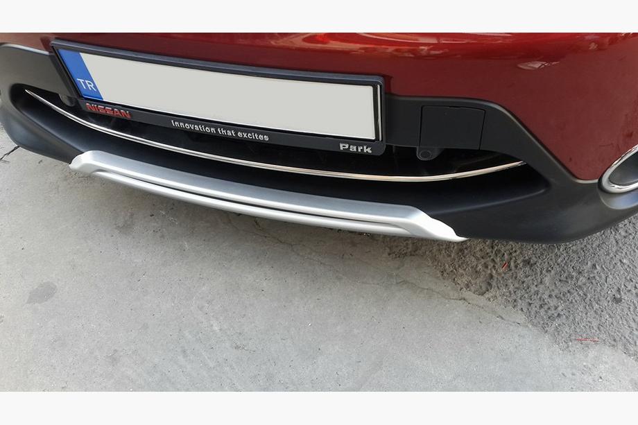 Nissan Qashqai 2014-2021 гг. Накладка на передний бампер нержавейка (2014-2017) Carmos - Турецкая Нержавеющая Сталь Фото 4