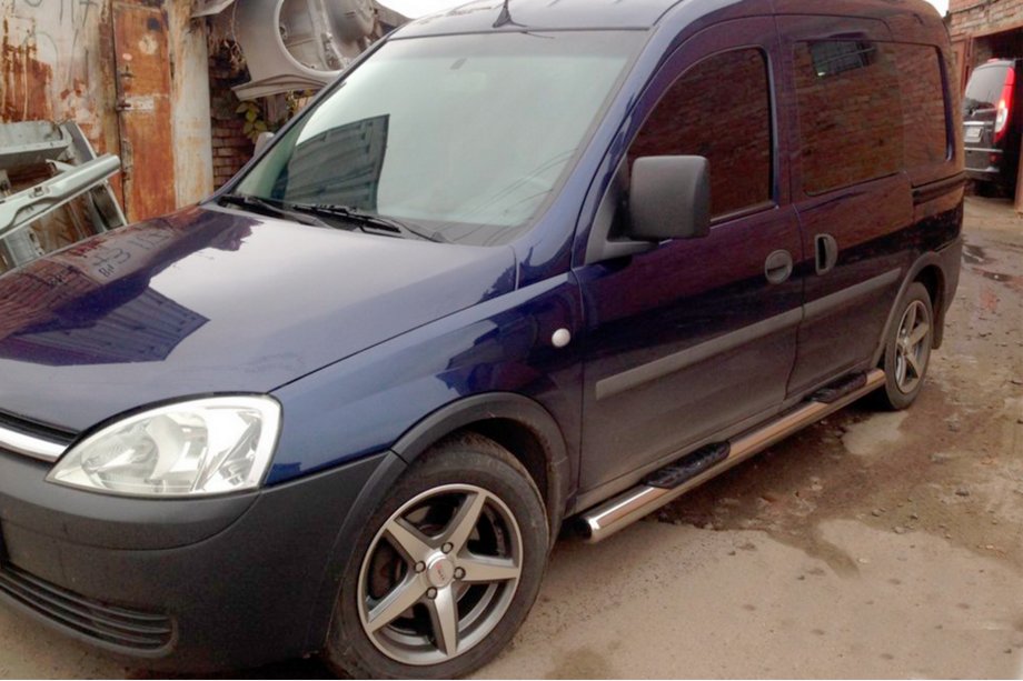 Opel Combo 2002–2012 гг. Боковые трубы (2 шт., нержавейка) Фото 2