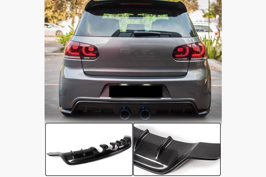 Volkswagen Golf 6 2008-2014 гг. Диффузор заднего бампера V1 для R/R20 HB 2010-2013 Карбон Image