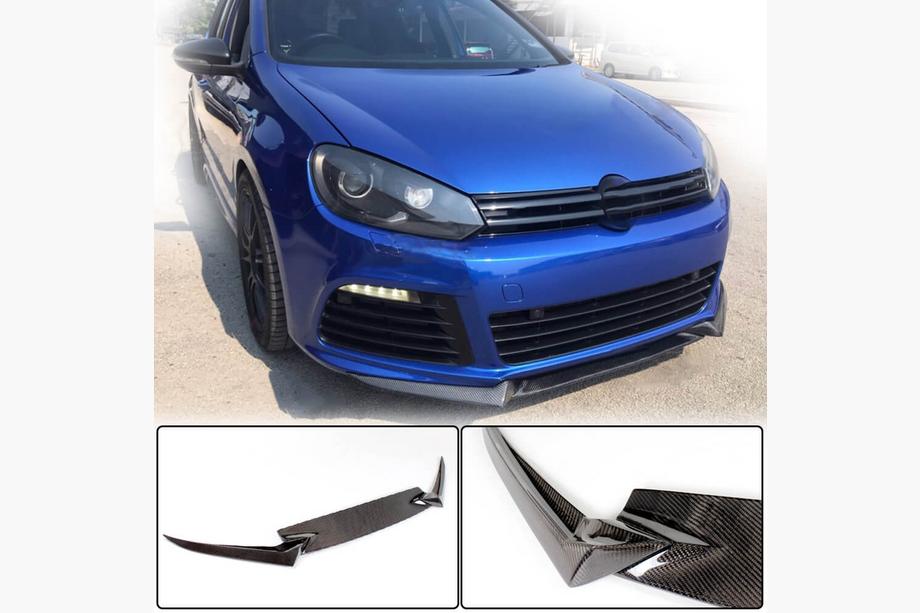 Volkswagen Golf 6 2008-2014 гг. Накладка на передний бампер Lip V3 (для R HB 2010-2013, Карбон) Image