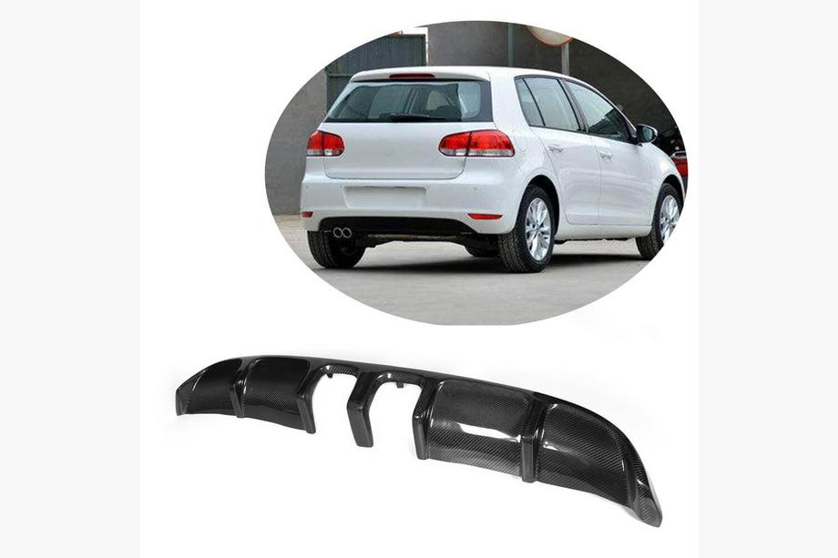 Volkswagen Golf 6 2008-2014 гг. Диффузор заднего бампера V2 (для Base HB 2010-2013, Карбон) Image