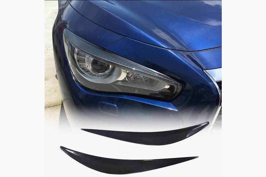 Infiniti Q50/Q60 2013-2024 гг. Реснички на фары (для Q50 2014-2017, Карбон) Фото 1