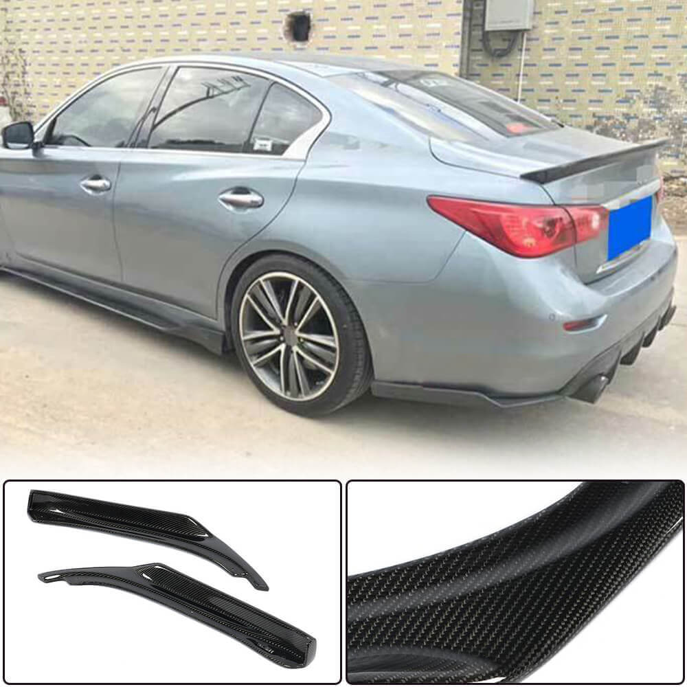 Накладки на задній бампер (для Q50 Base/Sport 2014-2017, Карбон) для Infiniti Q50/Q60 рр - фото 1