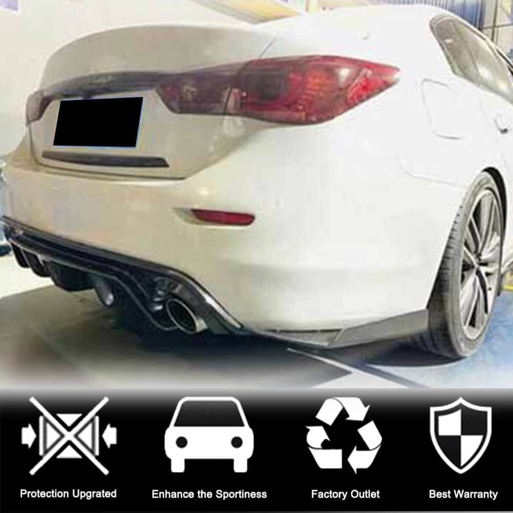 Накладки на задній бампер (для Q50 Base/Sport 2014-2017, Карбон) для Infiniti Q50/Q60 рр - фото 2