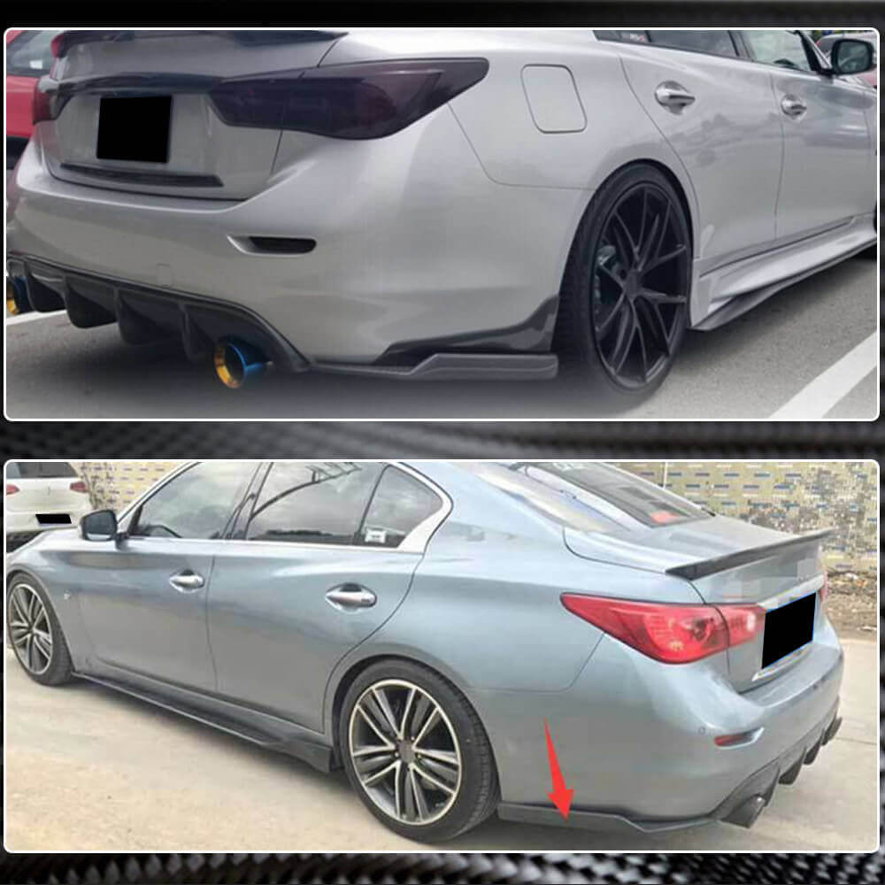 Накладки на задній бампер (для Q50 Base/Sport 2014-2017, Карбон) для Infiniti Q50/Q60 рр - фото 4