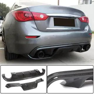 Диффузор заднего бампера V3 для Q50 Base/Sport 2014-2017, Карбон фото 1