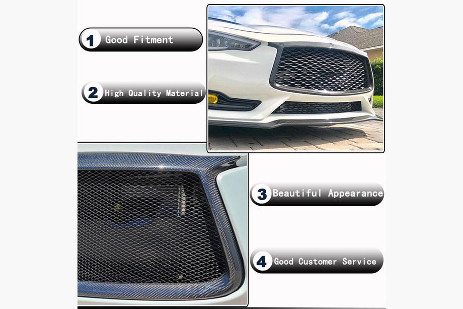 Infiniti Q50/Q60 2013-2024 гг. Окантовка решетки радиатора (для Q60 2016-2022, Карбон) Фото 3