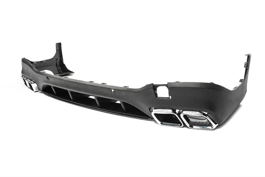 Mercedes GLC X253 2015-2022 гг. Задний диффузор с насадками Серебристый (Дизайн AMG63) Image