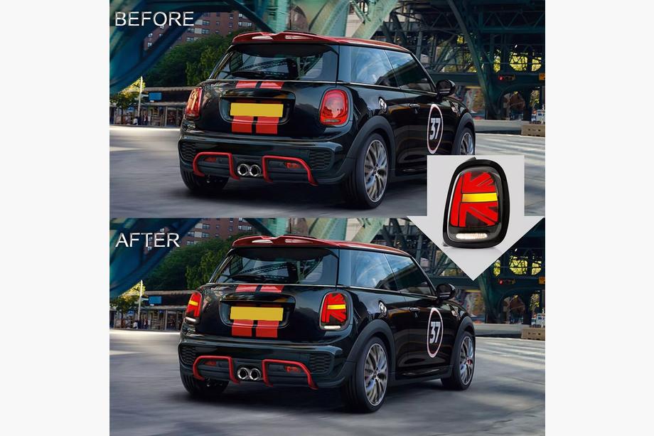 Mini Cooper F55/56/57 2014-2023 гг. Задние LED фонари в стиле Union Jack Red (2 шт) Фото 1