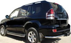 Toyota Land Cruiser Prado 120 2002-2009 гг. Задние уголки AK003 (2 шт., нержавейка) фото 1