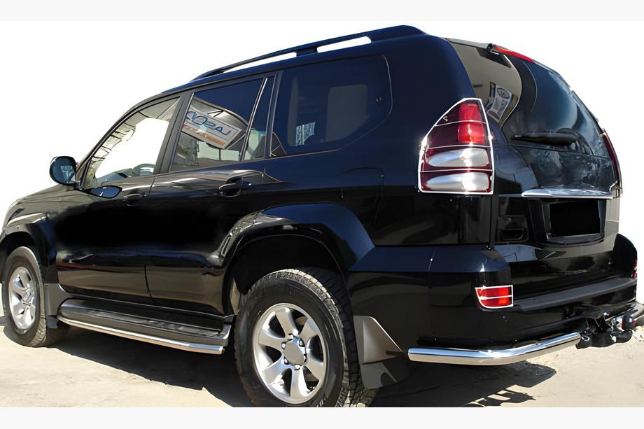 Toyota Land Cruiser Prado 120 2002-2009 гг. Задние уголки AK003 (2 шт., нержавейка) Image