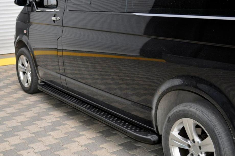 Volkswagen T5 Caravelle 2004-2010 гг. Боковые пороги X5-тип черные (2 шт., алюминий) Длинная База Фото 5