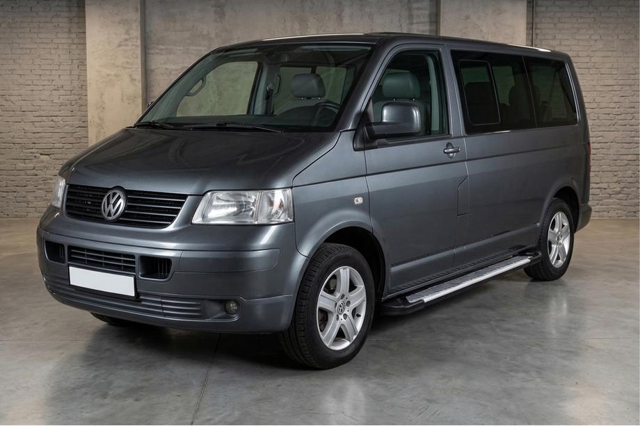 Volkswagen T5 Caravelle 2004-2010 гг. Боковые Подножки Line-тип (2 шт., алюминий) Длинная База Фото 1