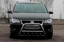 Volkswagen Touran 2003-2010 гг. Кенгурятник WT003 (нержавейка) 51 мм, без надписи фото 1
