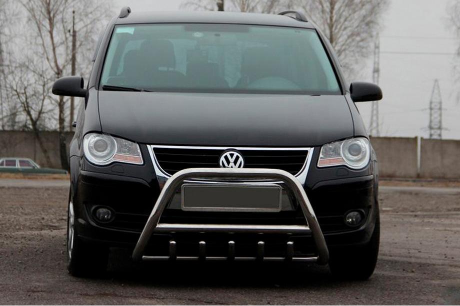 Volkswagen Touran 2003-2010 гг. Кенгурятник WT003 (нержавейка) 51 мм, без надписи Image