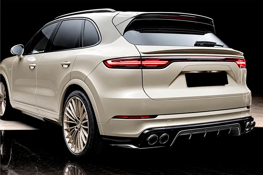 Porsche Cayenne 2018- гг. Диффузор заднего бампера (2018-2023, Карбон) Фото 1