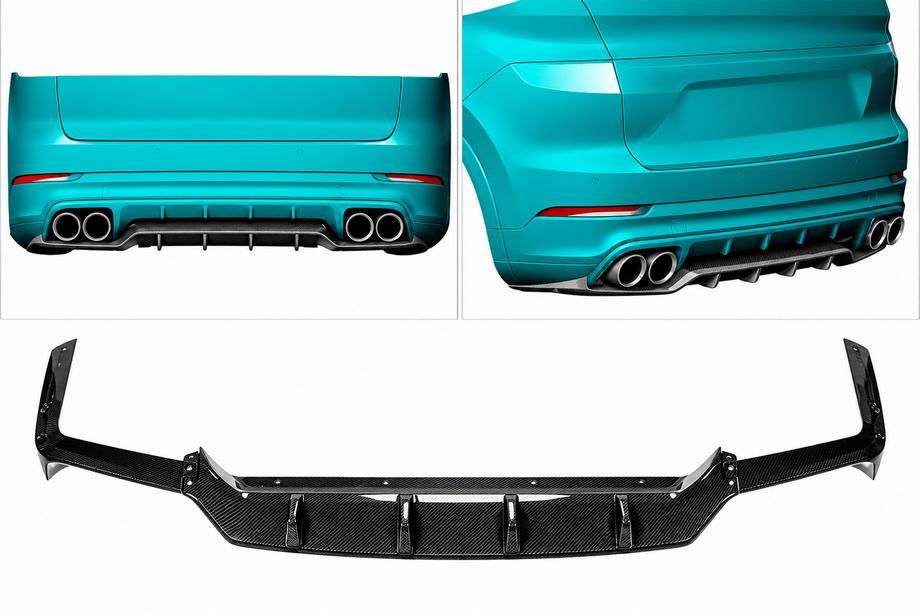 Porsche Cayenne 2018- гг. Диффузор заднего бампера (2018-2023, Карбон) Фото 5