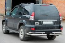 Toyota Land Cruiser Prado 120 2002-2009 гг. Задние двойные уголки AK003-1 (2 шт., нержавейка) фото 1