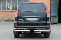 Toyota Land Cruiser Prado 120 2002-2009 гг. Задние двойные уголки AK003-1 (2 шт., нержавейка) фото 2