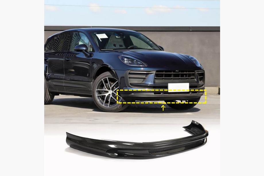Porsche Macan 2014-2024 гг. Накладка на передний бампер Lip (2022+, Карбон) Фото 1