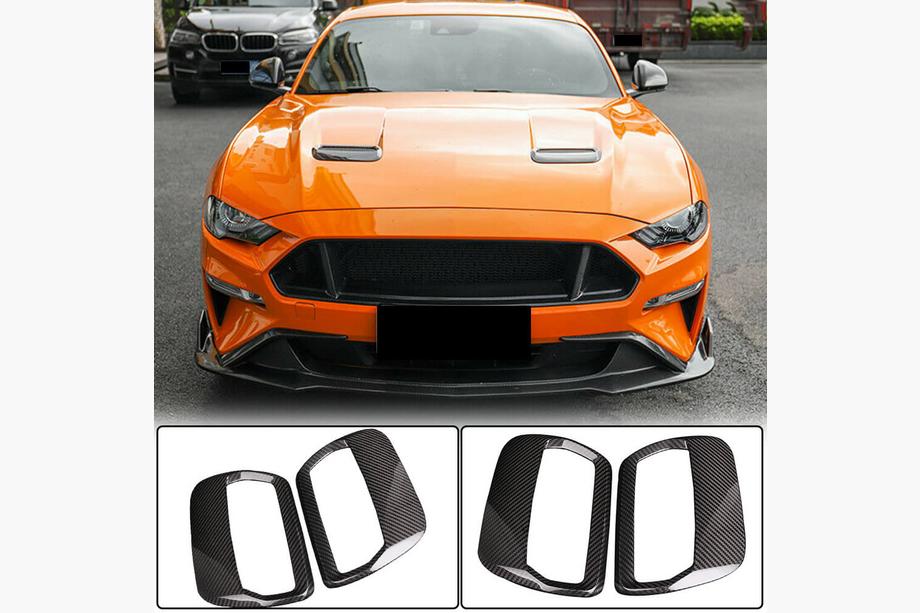 Ford Mustang 2015-2023 гг. Накладка на капот (2018-2023, Карбон) Фото 1