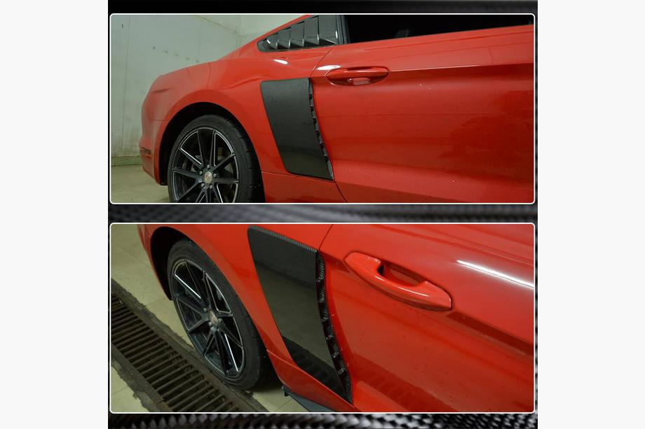 Ford Mustang 2015-2023 гг. Накладки на задние крылья (2015-2017, Карбон) Фото 5