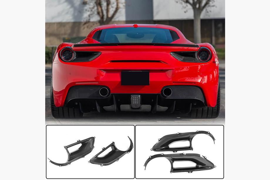 Ferrari 488 GTB 2015-2019 гг. Накладки на Задние Фонари (2015-2017, Карбон) Фото 1