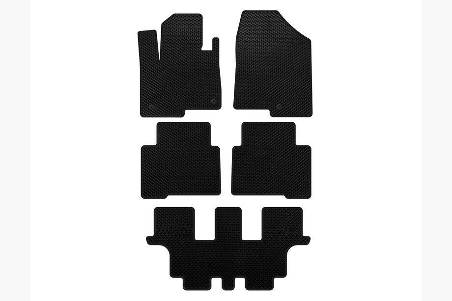 Hyundai Santa Fe 4 2018-2023 гг. Коврики EVA (3 ряда, для Grand, Черный) Image