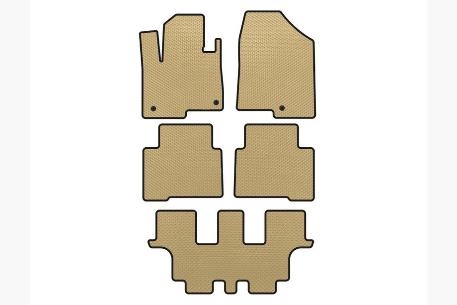 Hyundai Santa Fe 4 2018-2023 гг. Коврики EVA (3 ряда, для Grand, Бежевые) Image