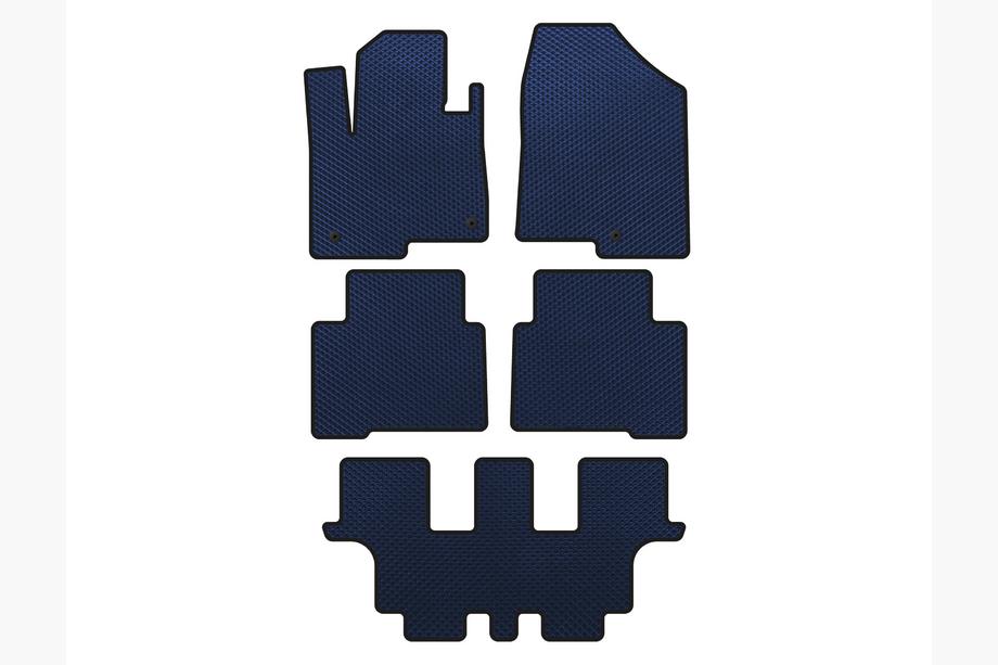 Hyundai Santa Fe 4 2018-2023 гг. Коврики EVA (3 ряда, для Grand, Синий) Image