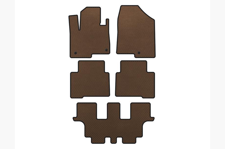 Hyundai Santa Fe 4 2018-2023 гг. Коврики EVA (3 ряда, для Grand, Коричневые) Image