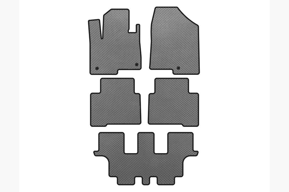 Hyundai Santa Fe 4 2018-2023 гг. Коврики EVA (3 ряда, для Grand, Серый) Image