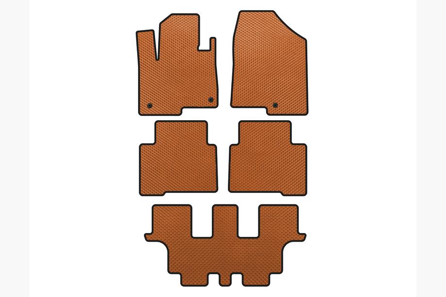 Hyundai Santa Fe 4 2018-2023 гг. Коврики EVA (3 ряда, для Grand, Оранжевые) Image