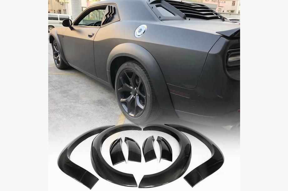 Dodge Challenger 2008-2023 гг. Накладки на арки (2015-2019, Карбон) Фото 1