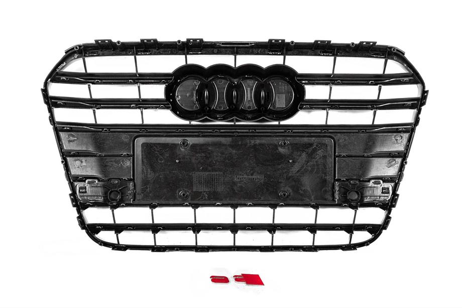 Audi A6 C7 2011-2017 гг. Передняя черная решетка с хромированной рамкой S-style (2011-2014) Фото 4