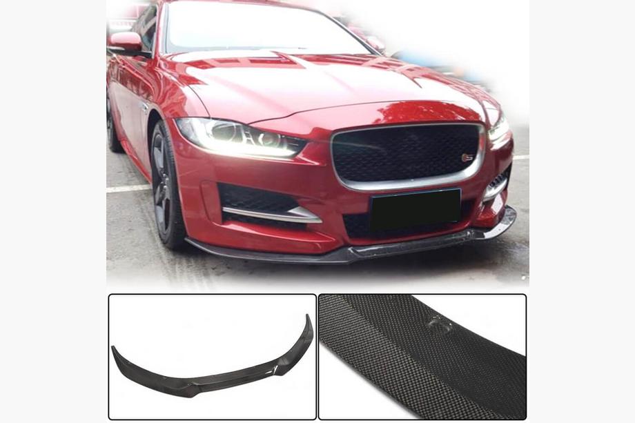 Jaguar XE 2016- гг. Накладка на Передний Бампер Lip (2015-2019, Карбон) Фото 1