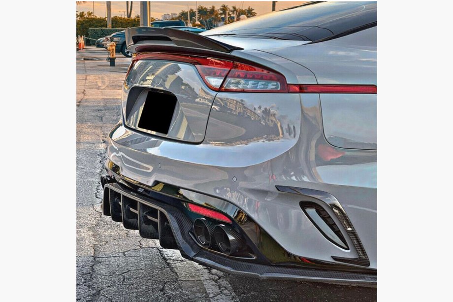 Kia Stinger 2017-2023 гг. Накладка на Задний Бампер (2017-2020, Карбон) Фото 3