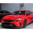 Honda Civic HB 2021- гг. Накладка на передний бампер Lip V2 (Карбон) фото 2