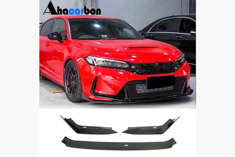 Honda Civic HB 2021- гг. Накладка на передний бампер Lip V2 (Карбон) Image